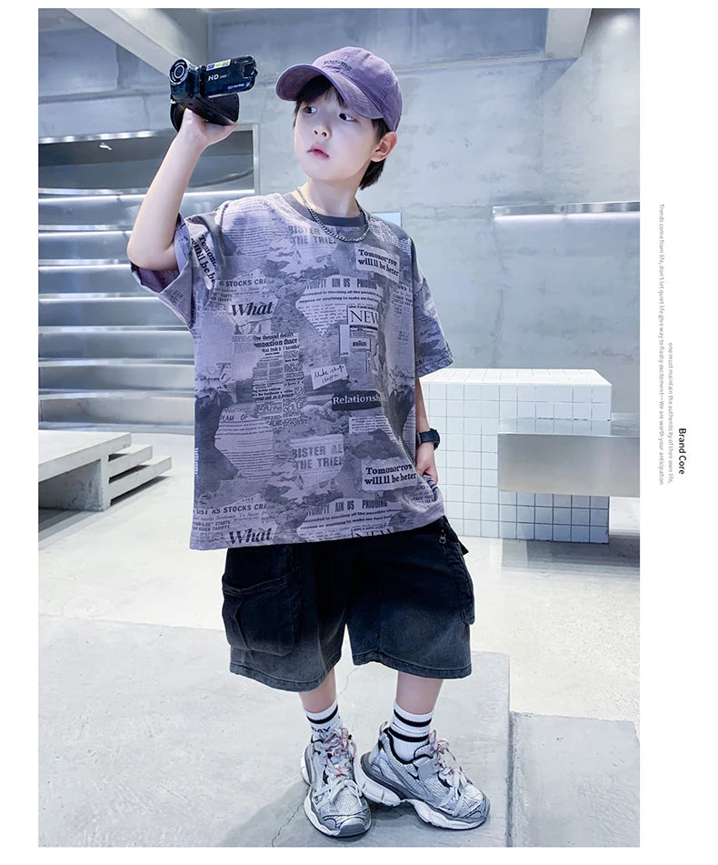 Newspaper Print T.Shirt