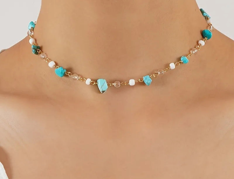 Rice Bead Crushed Stone Necklace
