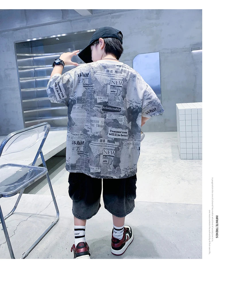 Newspaper Print T.Shirt