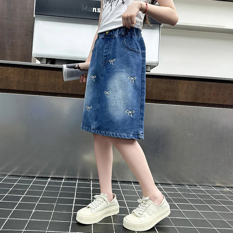 Denim Bow Skirt