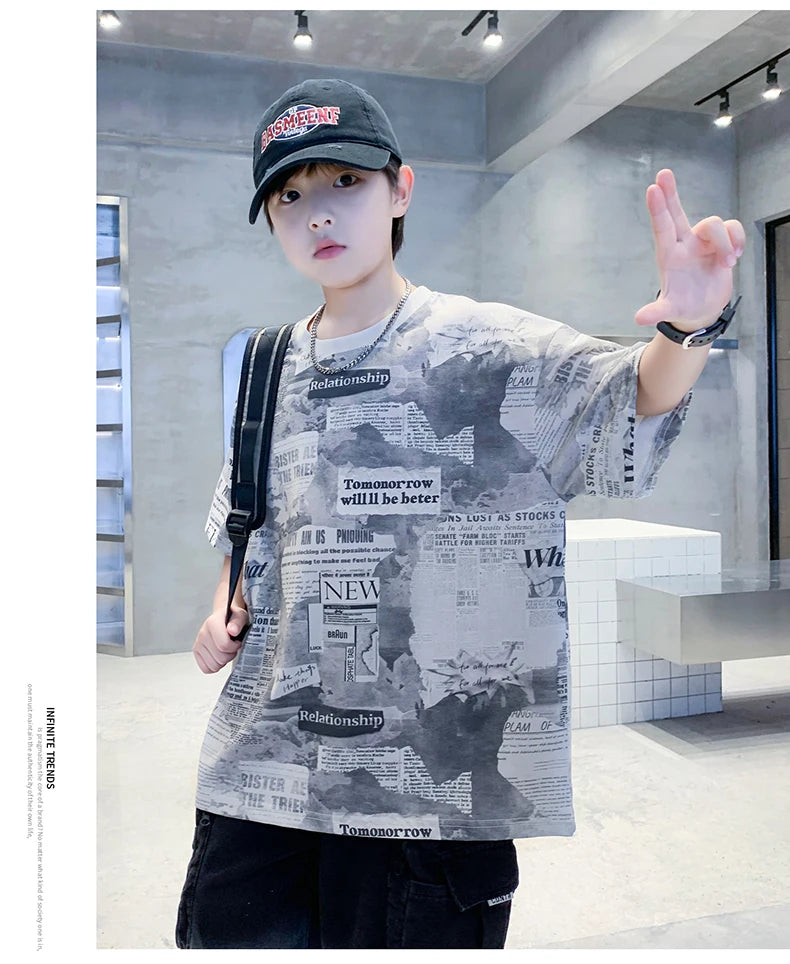 Newspaper Print T.Shirt