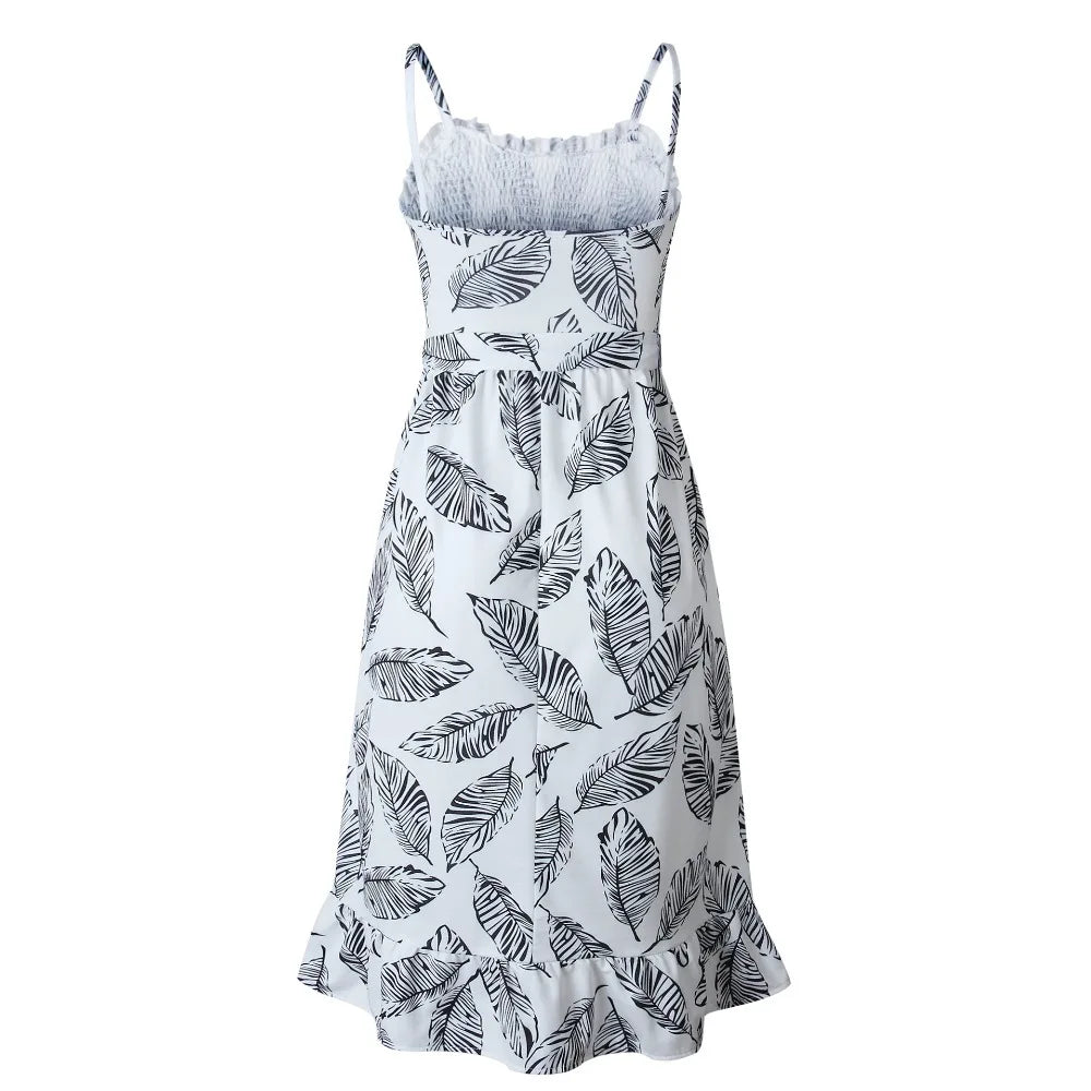Casual Leaf Print Dress