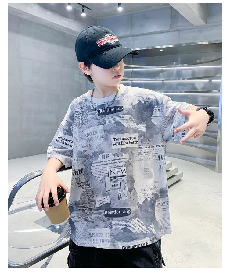 Newspaper Print T.Shirt