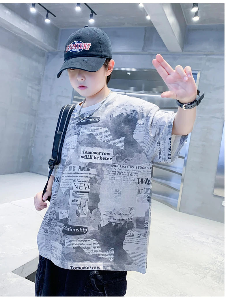 Newspaper Print T.Shirt