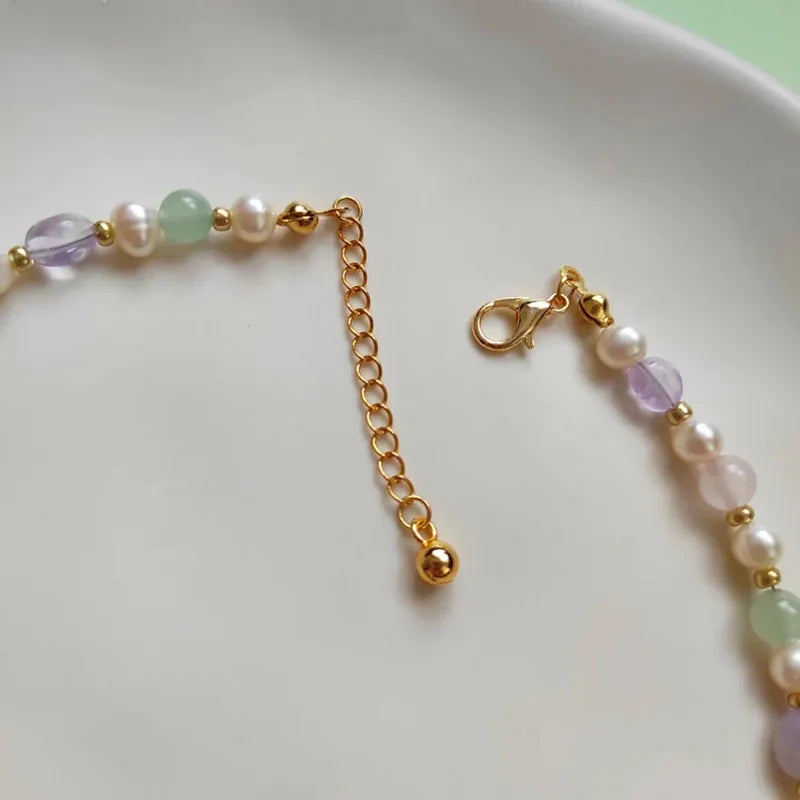 Pearl Amethyst and Pink Quartz Necklace