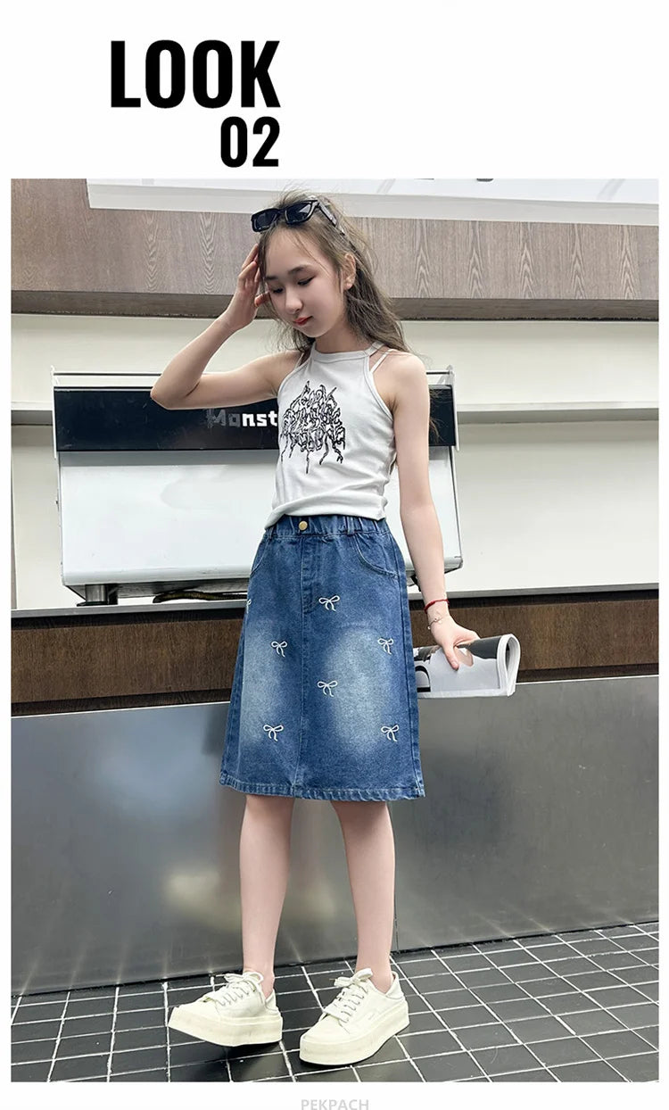 Denim Bow Skirt