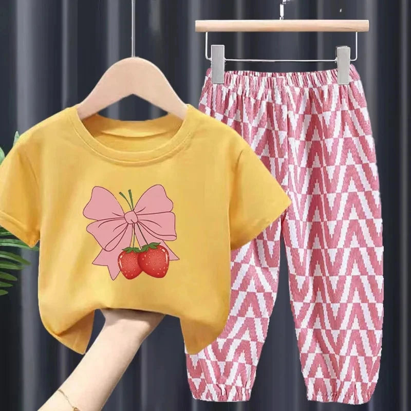 Cute Strawberry Bow Set