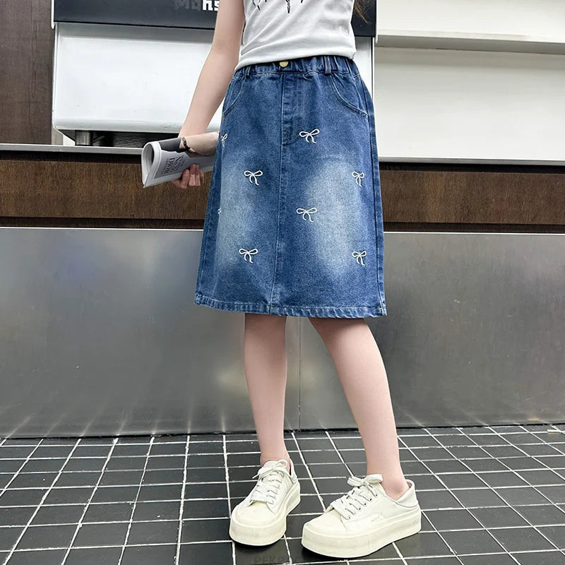 Denim Bow Skirt