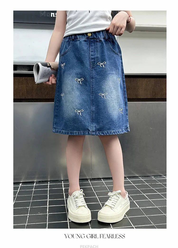 Denim Bow Skirt