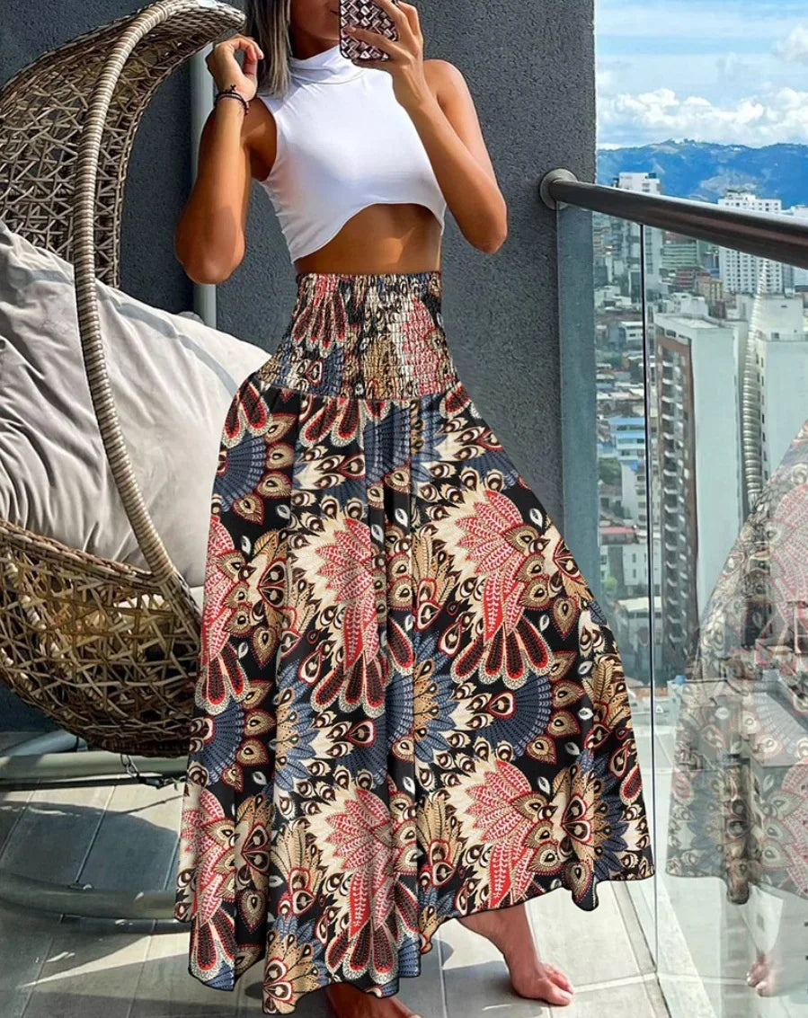 High Waist Boho Skirt