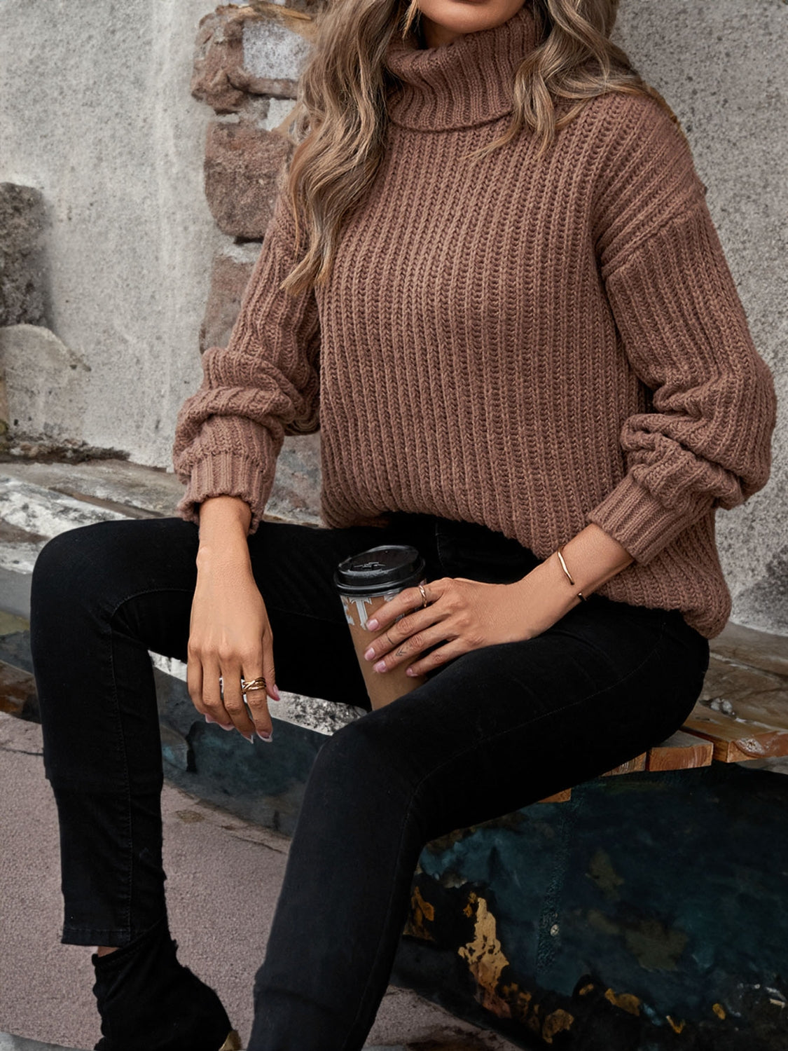 Brown Turtleneck Sweater