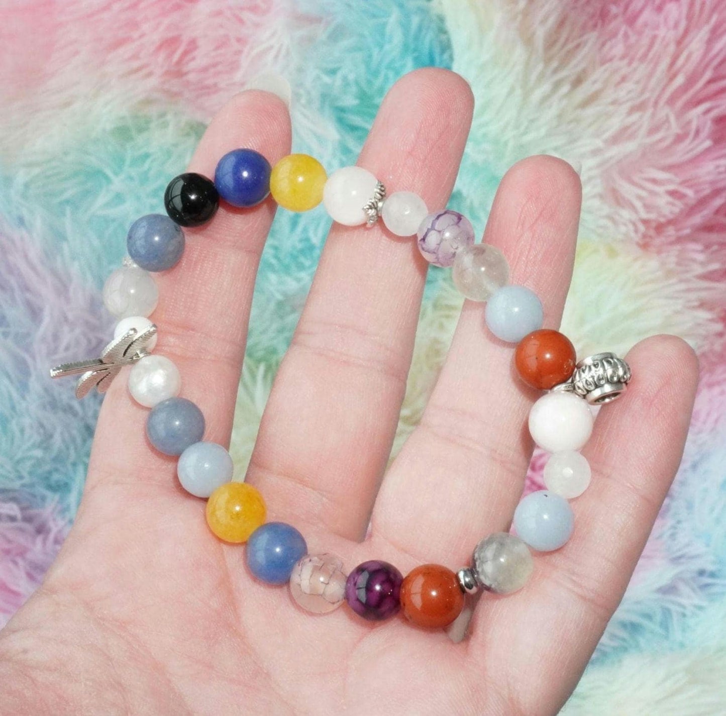 Dragonfly Positivity, Charm and Self-Love Crystal Bracelet