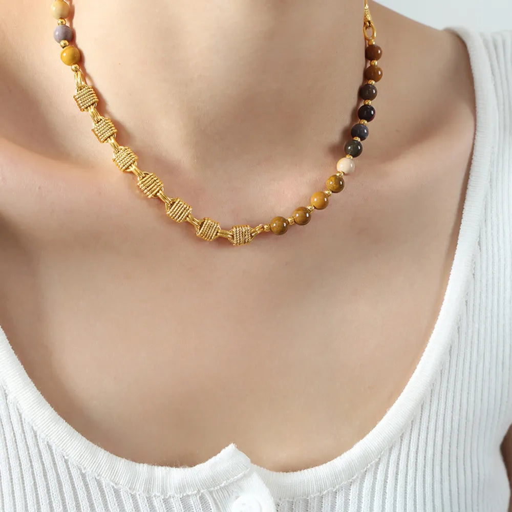 Beaded Boho Titanium/Steel Necklace