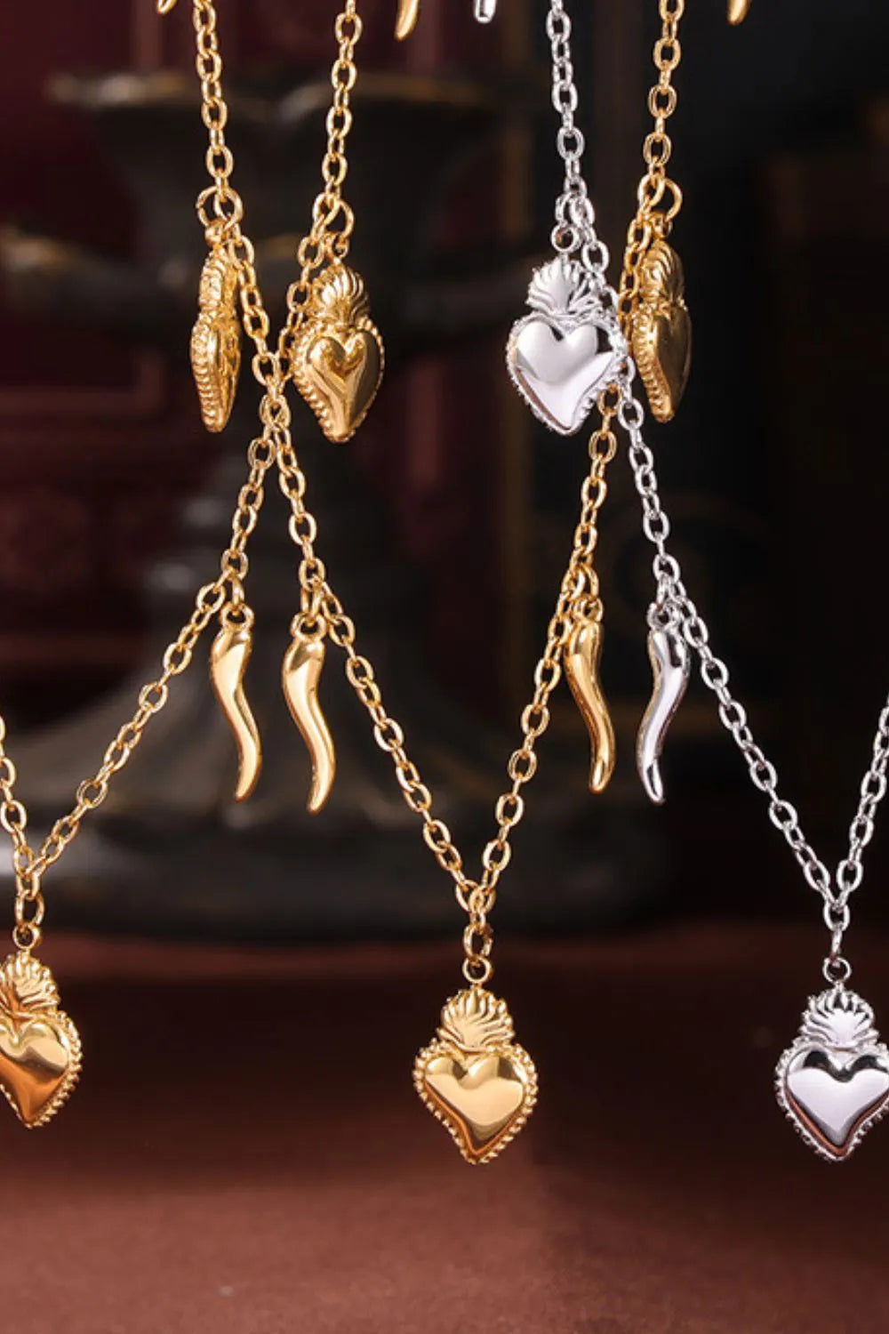 Heart Charm Bracelet and Necklace