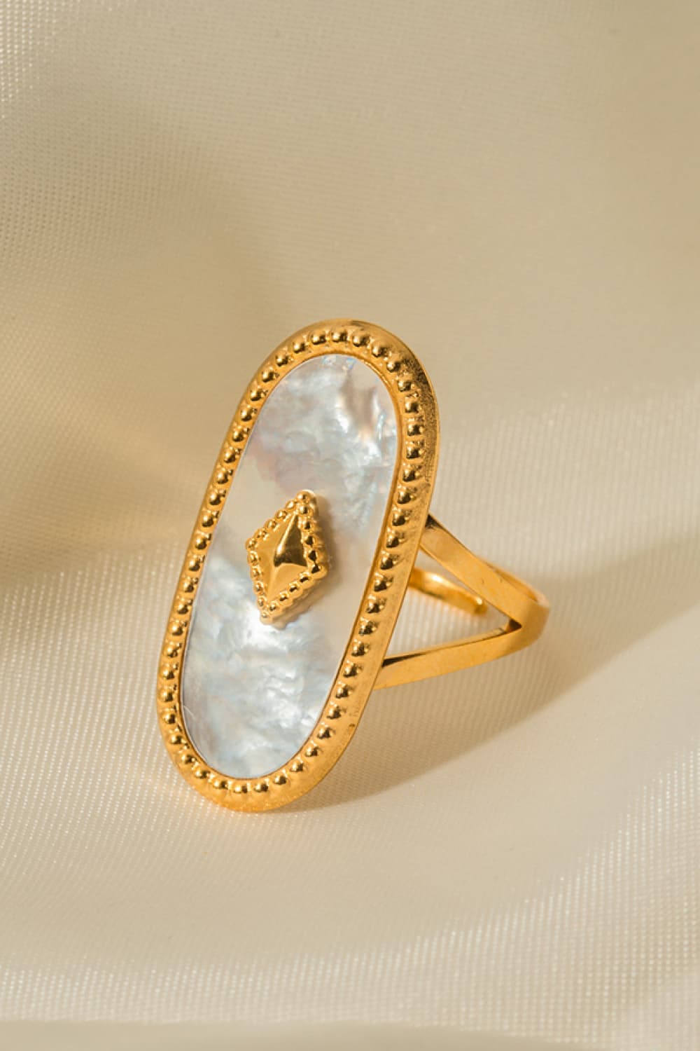 Antique Style Natural Stone & Copper Ring