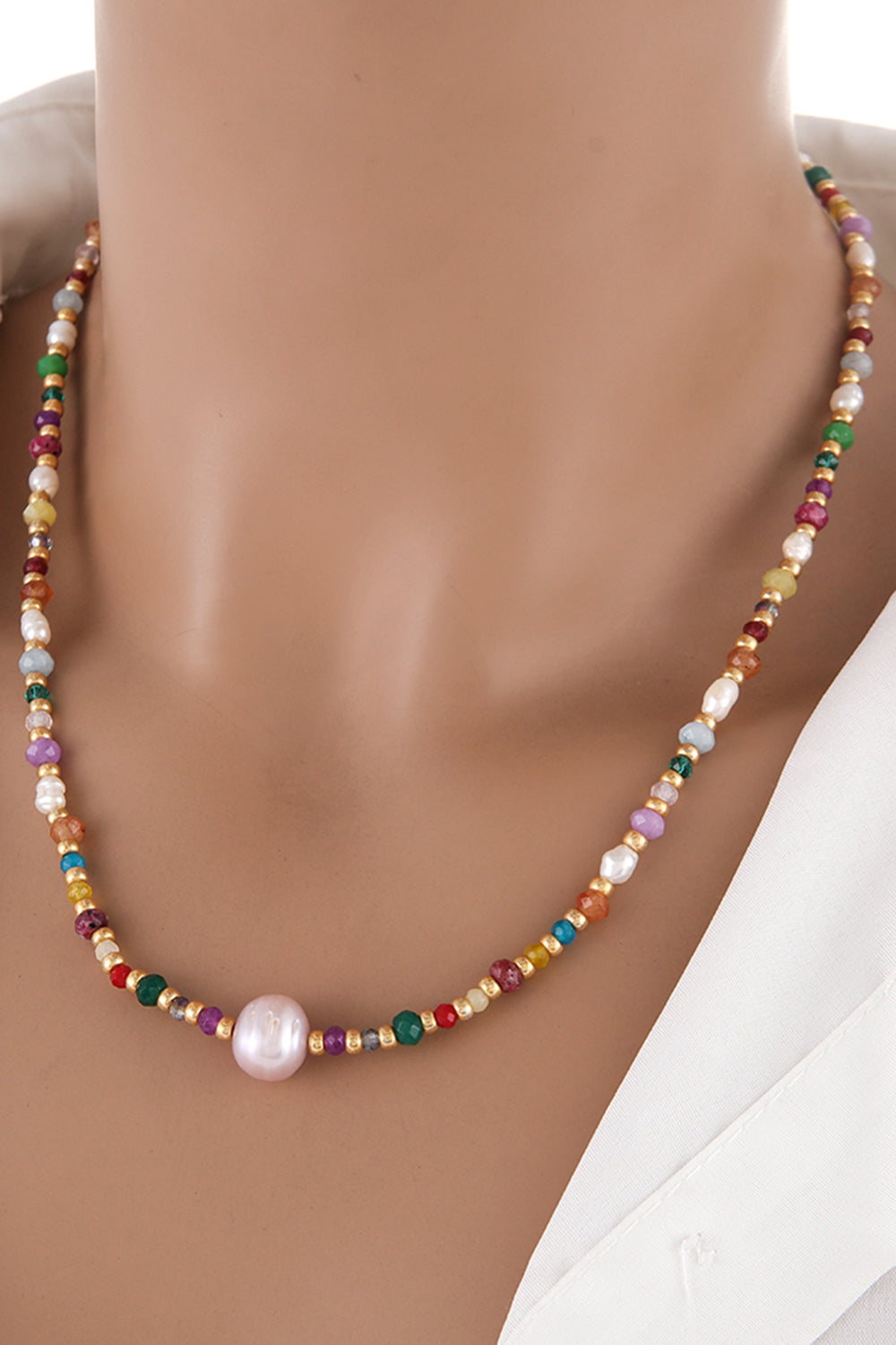 Natural Crystal and Pearl Necklace