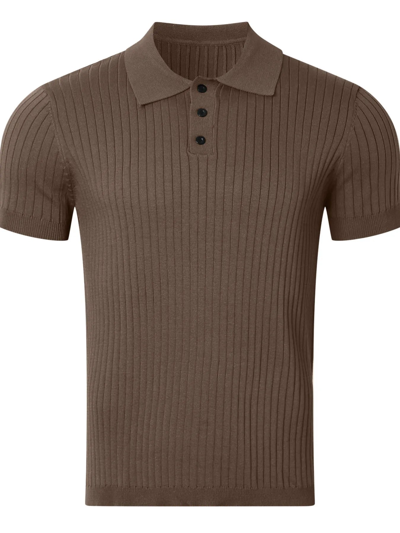 Ribbed Knit Polo Shirt