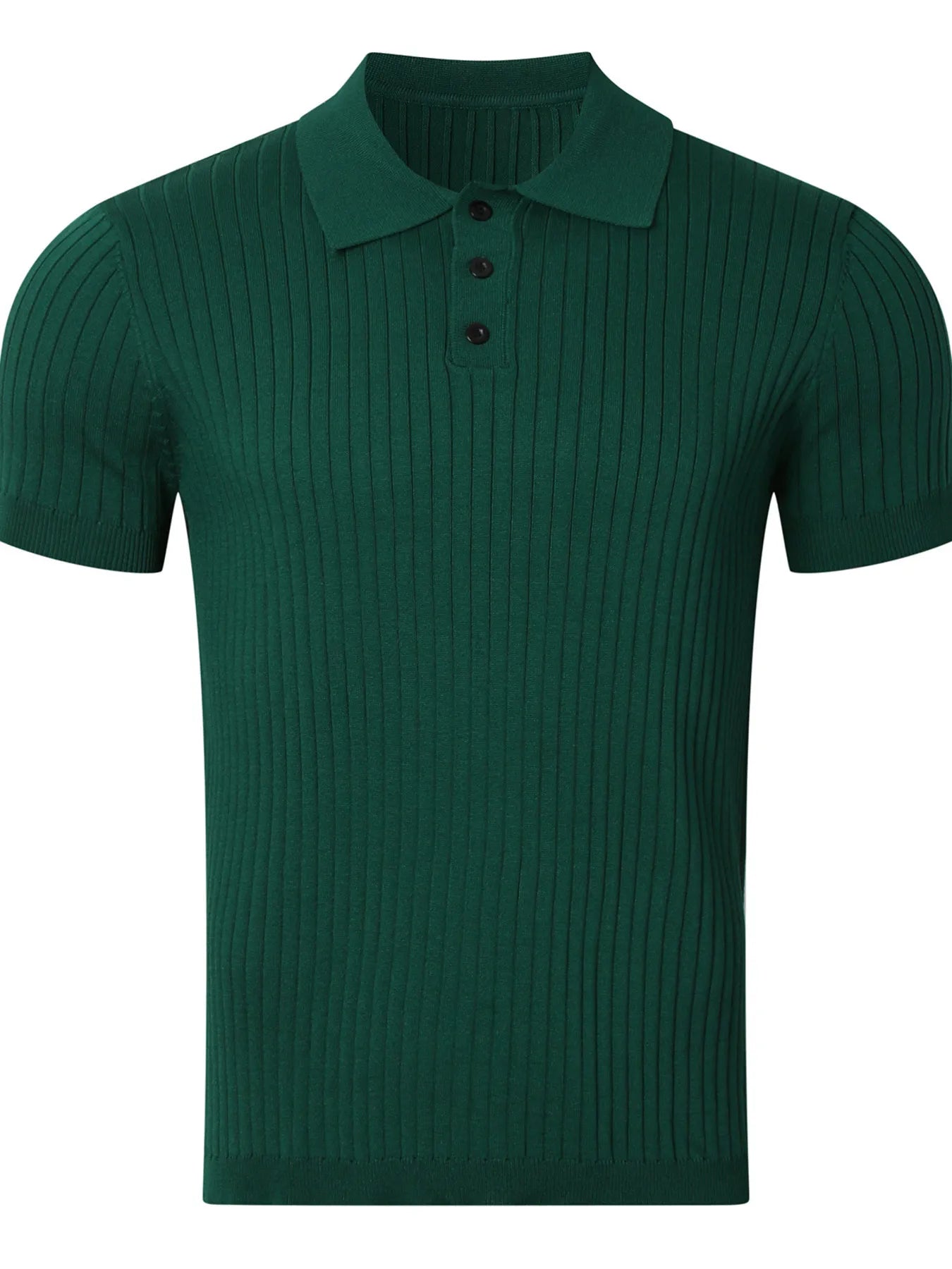 Ribbed Knit Polo Shirt