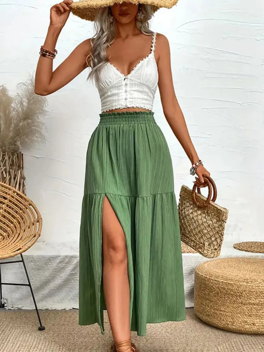 Frill Slit Gypsy Skirt