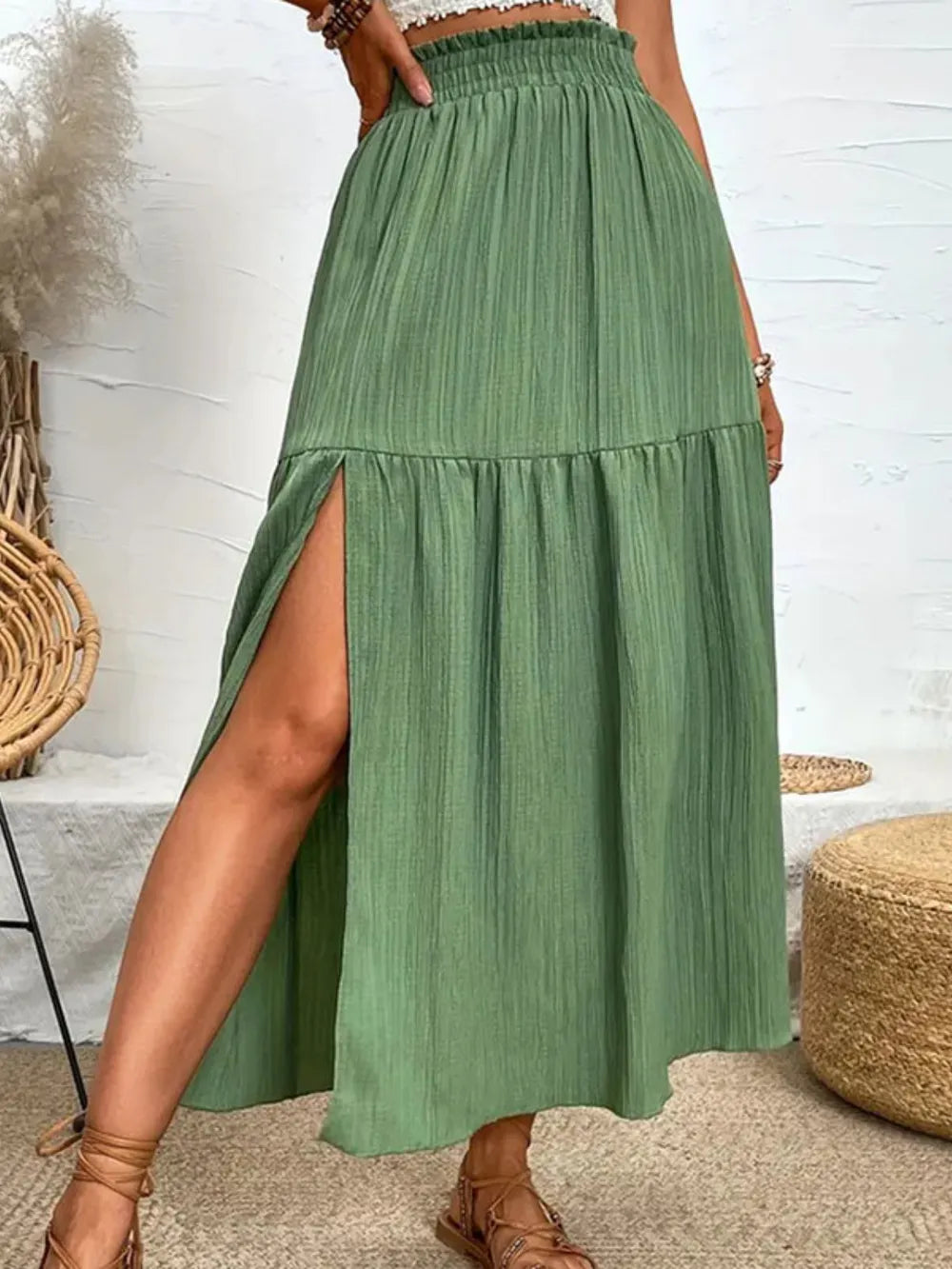 Frill Slit Gypsy Skirt