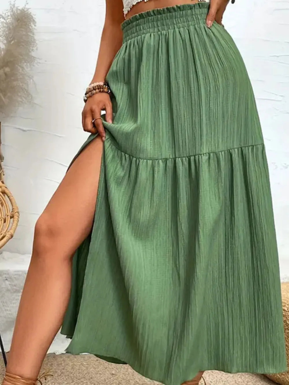 Frill Slit Gypsy Skirt