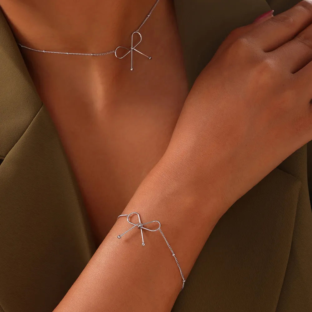 Plated Titanium Steel Bow Bracelet