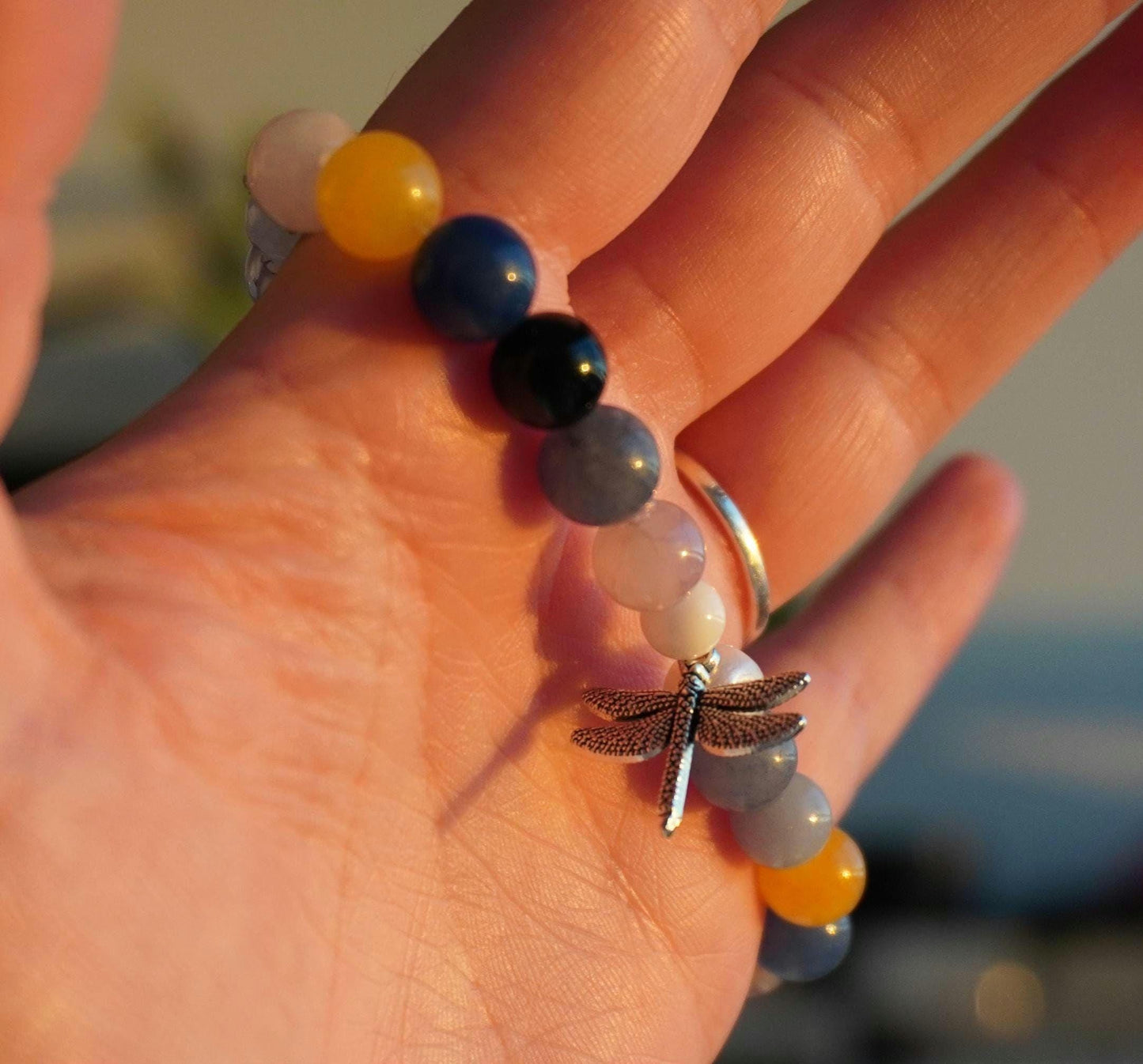 Dragonfly Positivity, Charm and Self-Love Crystal Bracelet