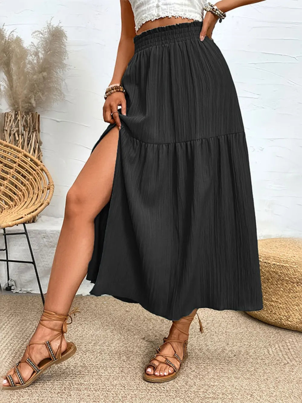 Frill Slit Gypsy Skirt