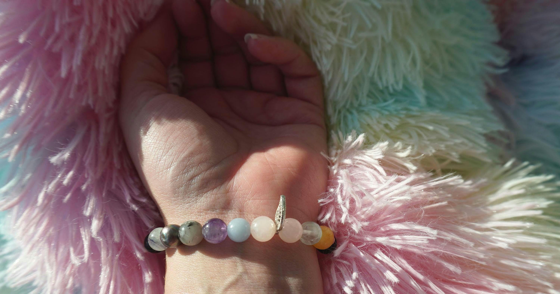 Gemstone Charm Bracelets! Happiness & Life - Purple Freshwater Pearls - Rose Quartz - Yellow Agate - Morganite - Tourmalated Quartz - Fluorite - Angelite - Black Onyx