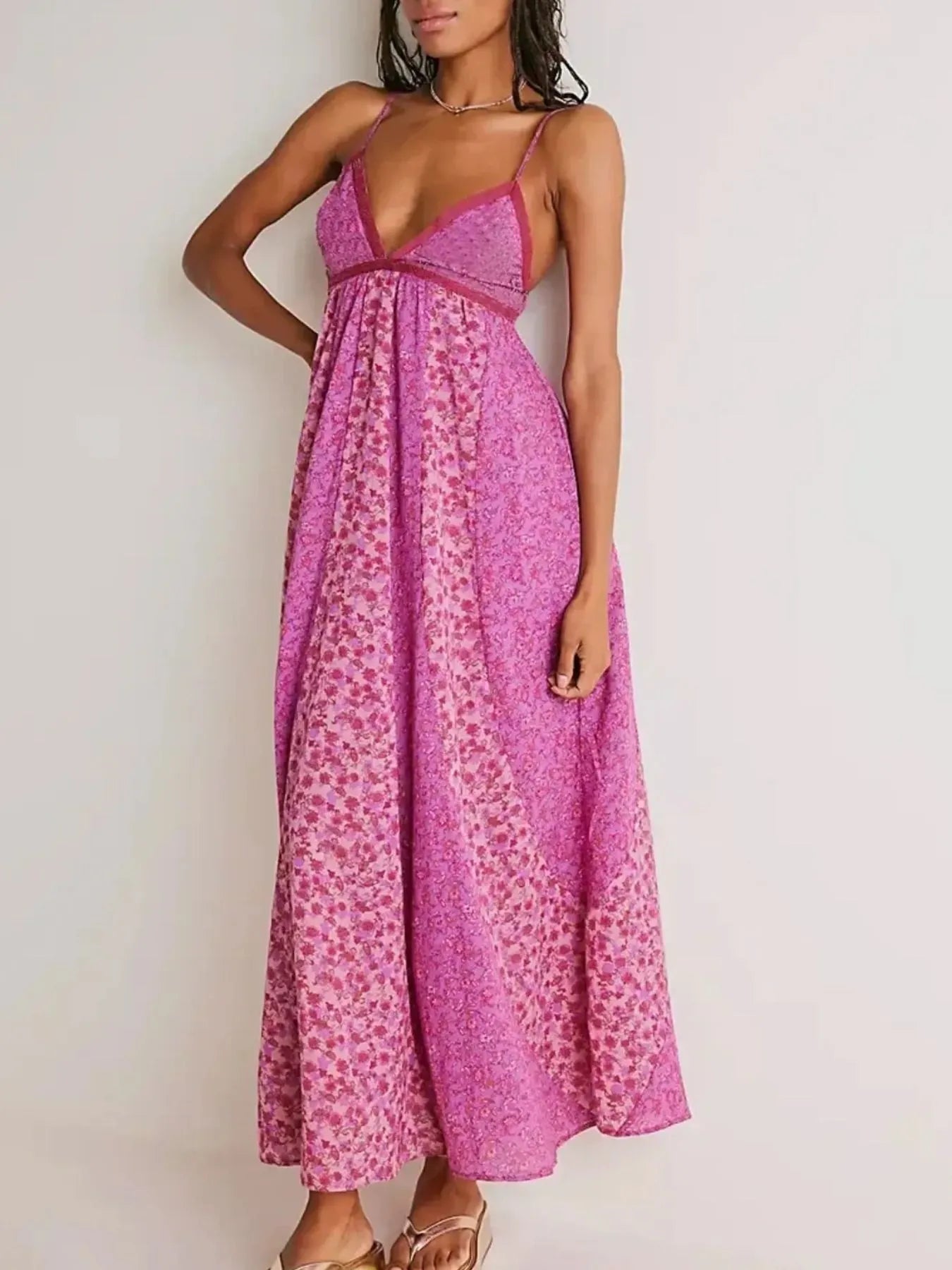 Floral Maxi Cami Dress Rose Red
