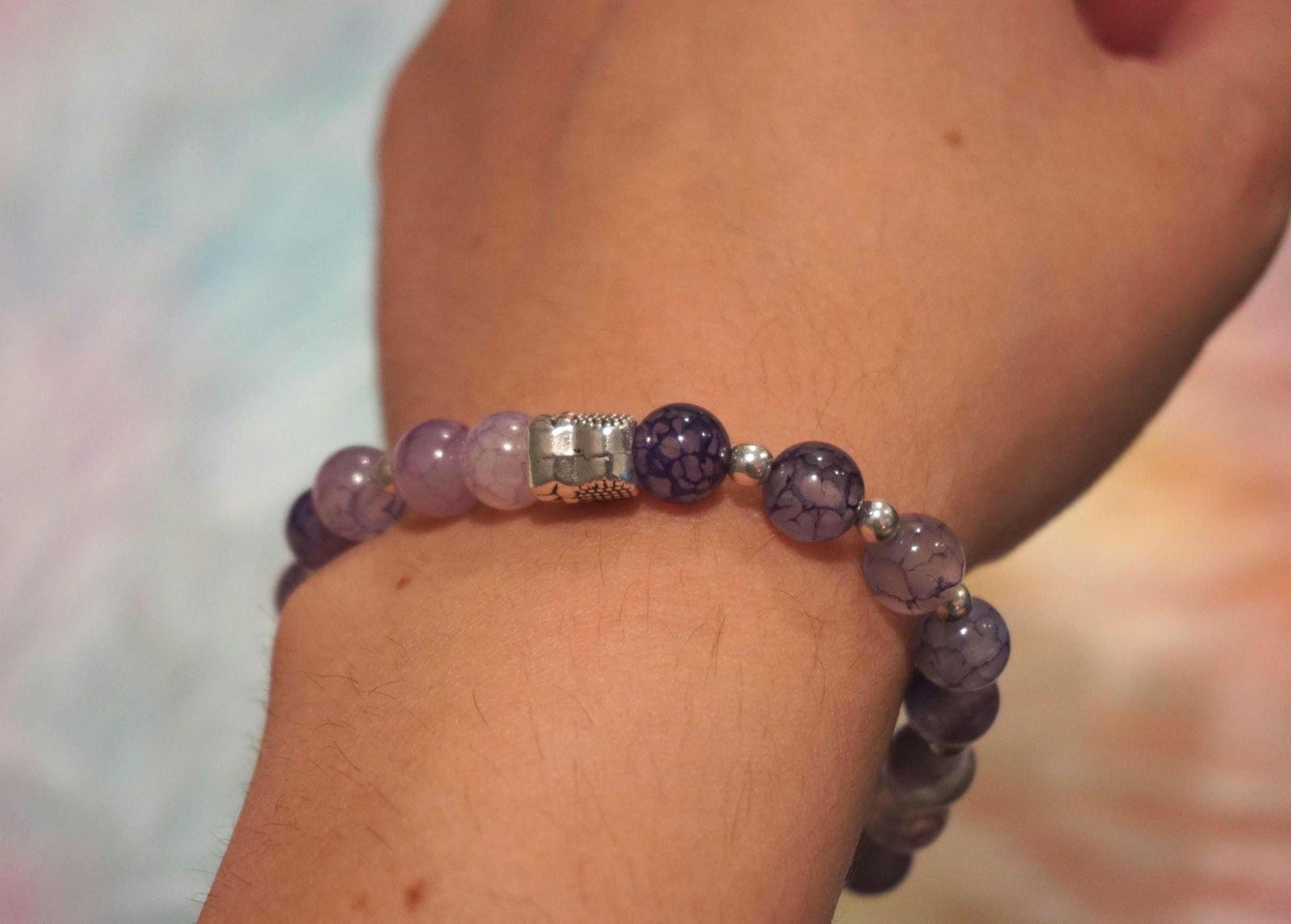 Gemstone Charm Bracelets! Peace & Protection - Amethyst - Purple Cracked Quartz