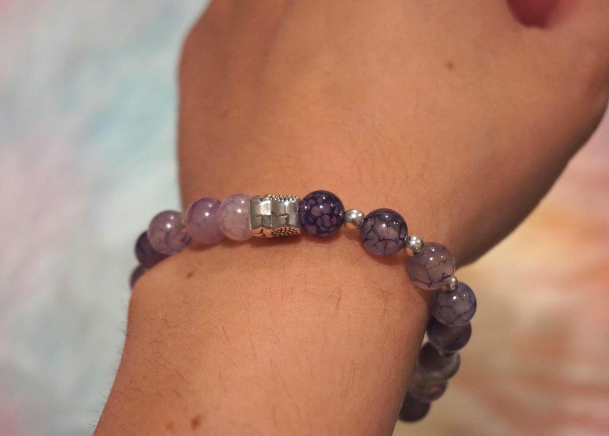 Gemstone Charm Bracelets! Peace & Protection - Amethyst - Purple Cracked Quartz