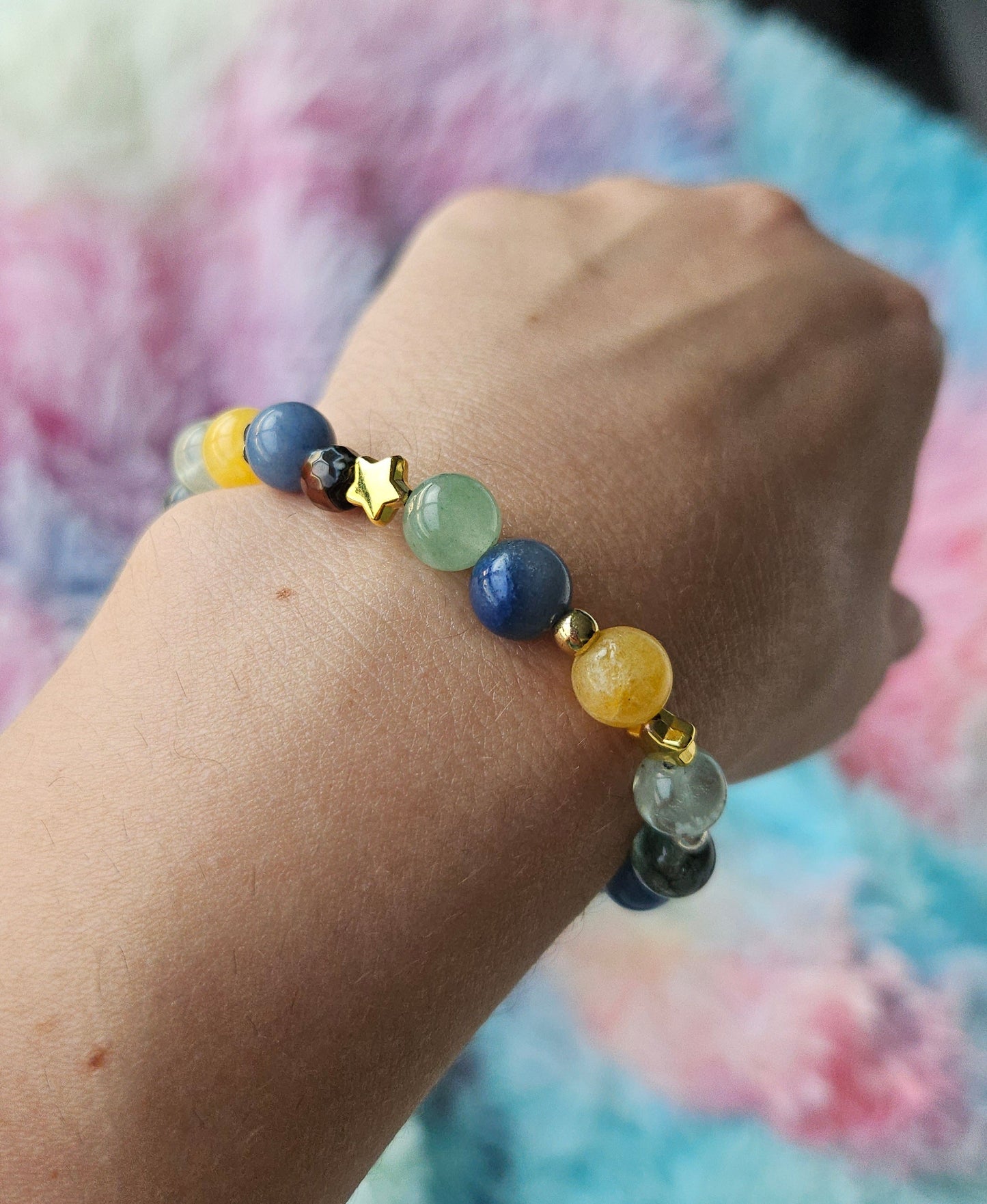 Gemstone Charm Bracelets! Beachy Vibes - Fluorite - Blue Quartz - Yellow Agate - Zebra Jasper - Dyed Jade