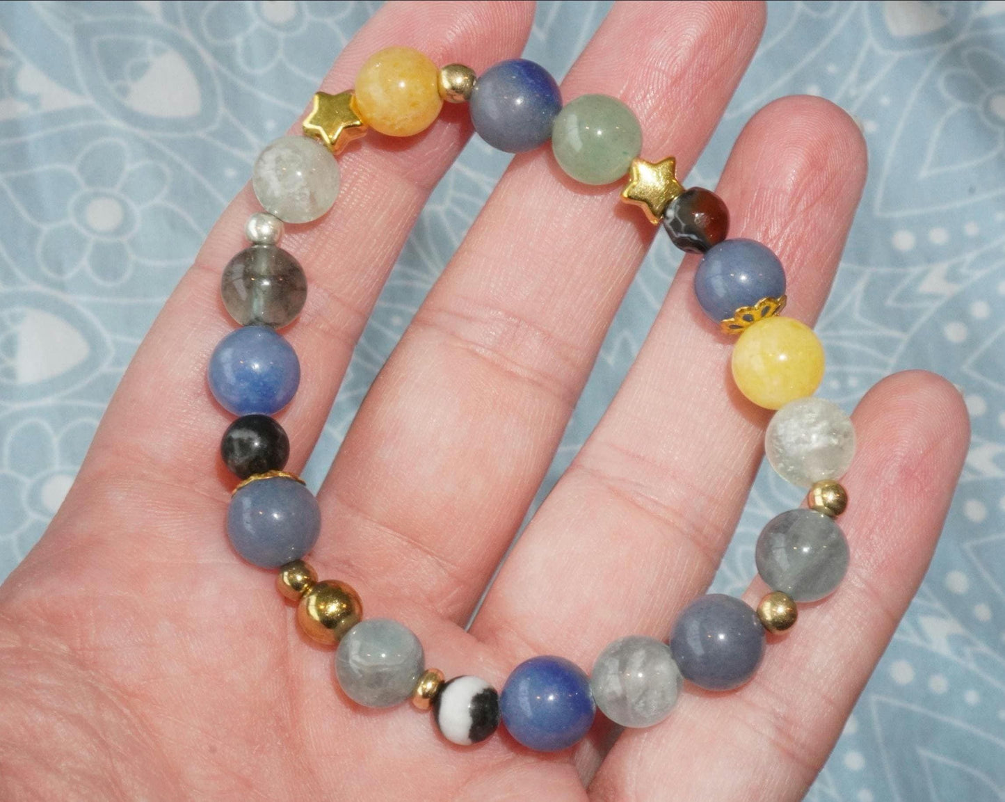 Gemstone Charm Bracelets! Beachy Vibes - Fluorite - Blue Quartz - Yellow Agate - Zebra Jasper - Dyed Jade