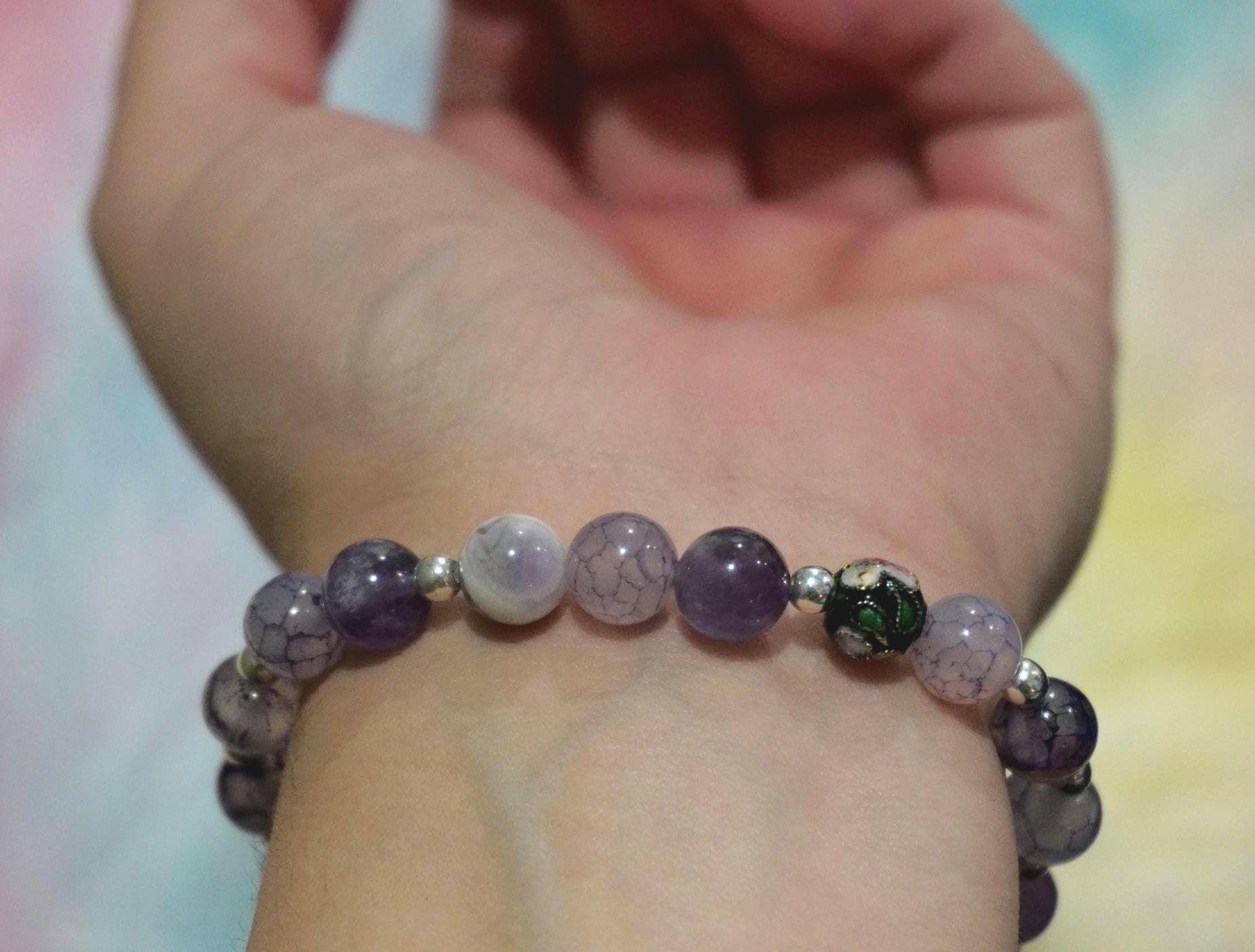 Gemstone Charm Bracelets! Peace & Protection - Amethyst - Purple Cracked Quartz