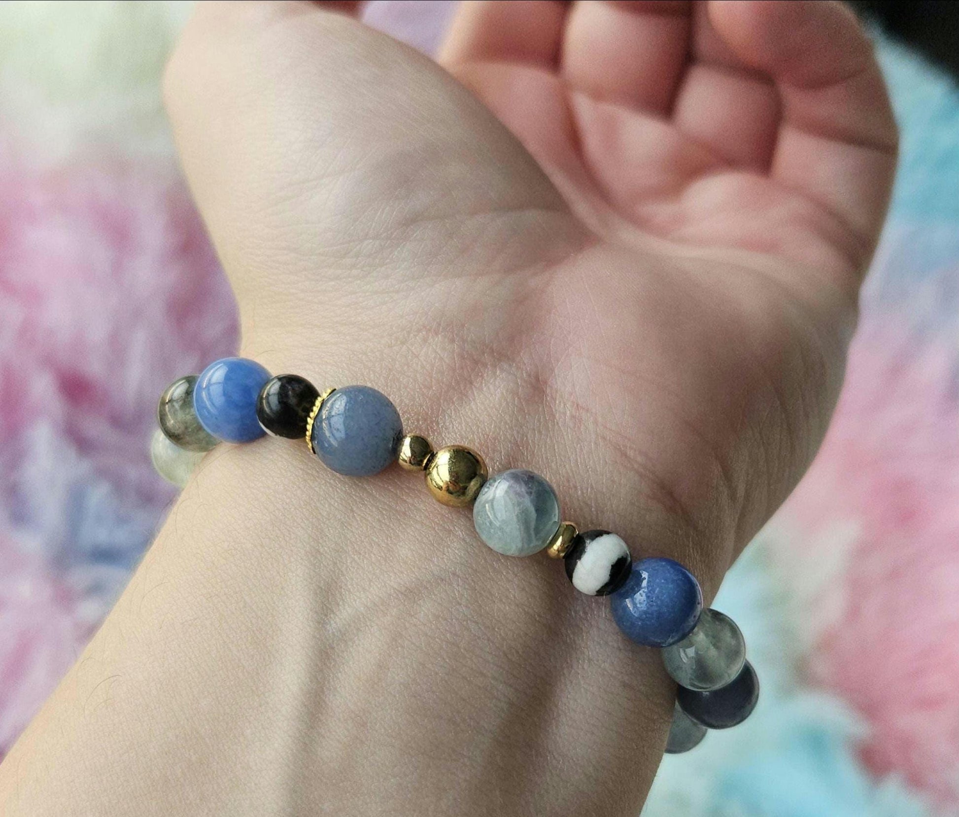Gemstone Charm Bracelets! Beachy Vibes - Fluorite - Blue Quartz - Yellow Agate - Zebra Jasper - Dyed Jade
