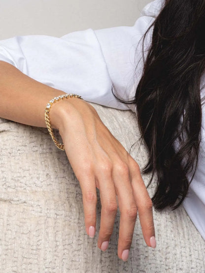 Gold-Plated Thick Zircon Necklace and Bracelet