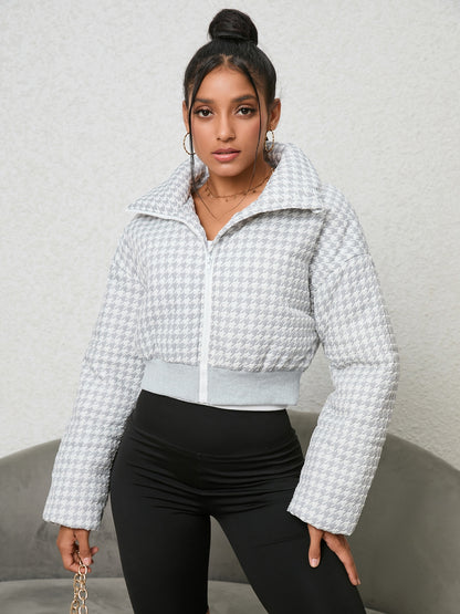 Houndstooth Puff Jacket