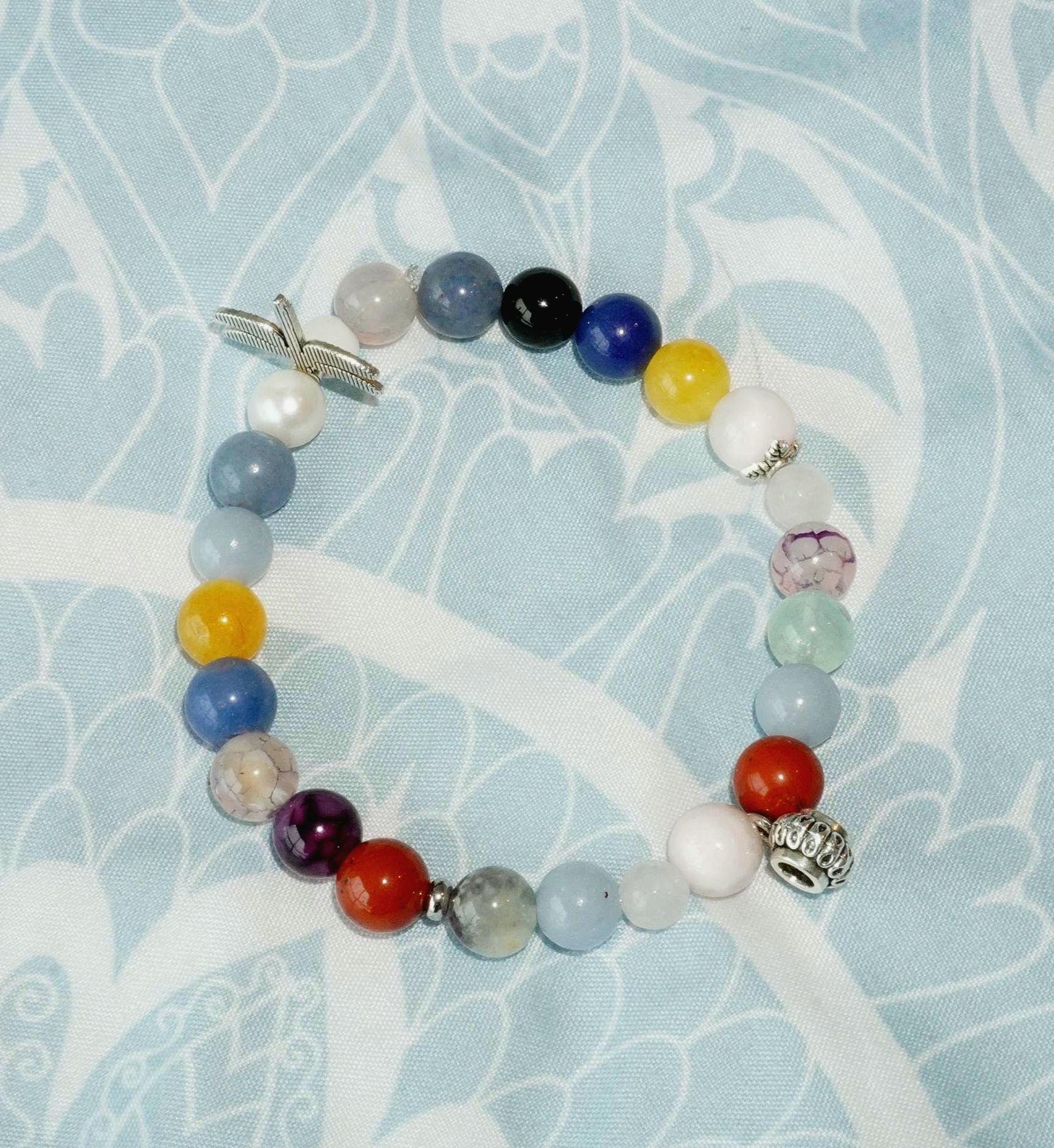 Dragonfly Positivity, Charm and Self-Love Crystal Bracelet