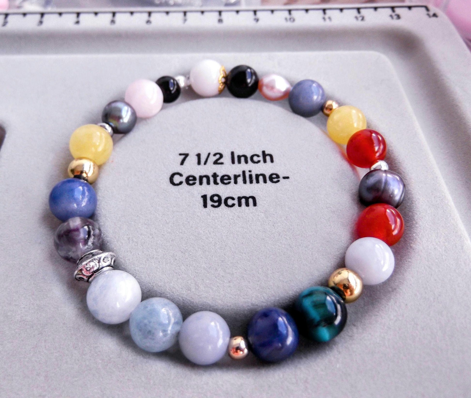 Gemstone Charm Bracelets! Happiness & Joy - Yellow Agate - Black Agate - Pink & Purple Freshwater Pearls - Blue Tiger Eye - Black Onyx - Red Jasper - Rainbow Fluorite - Blue Quartz - Angelite - Aquamarine - Morganite