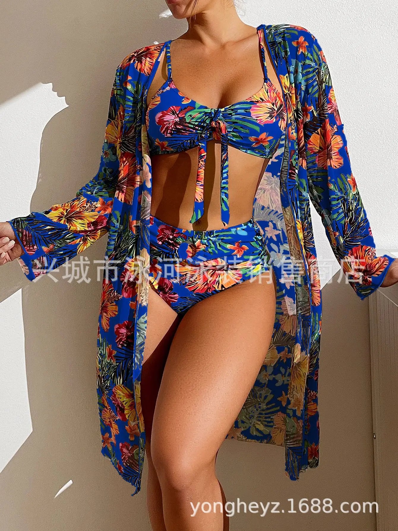 3 Piece Bohemian Kini Set Blue