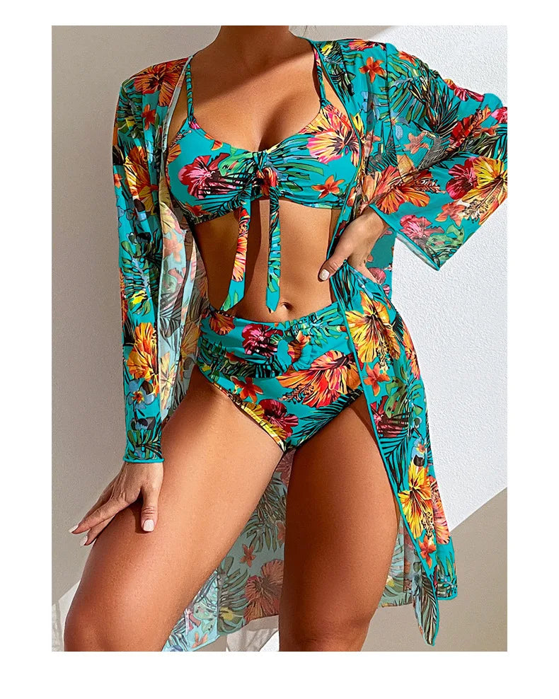 3 Piece Bohemian Kini Set Sky-Blue