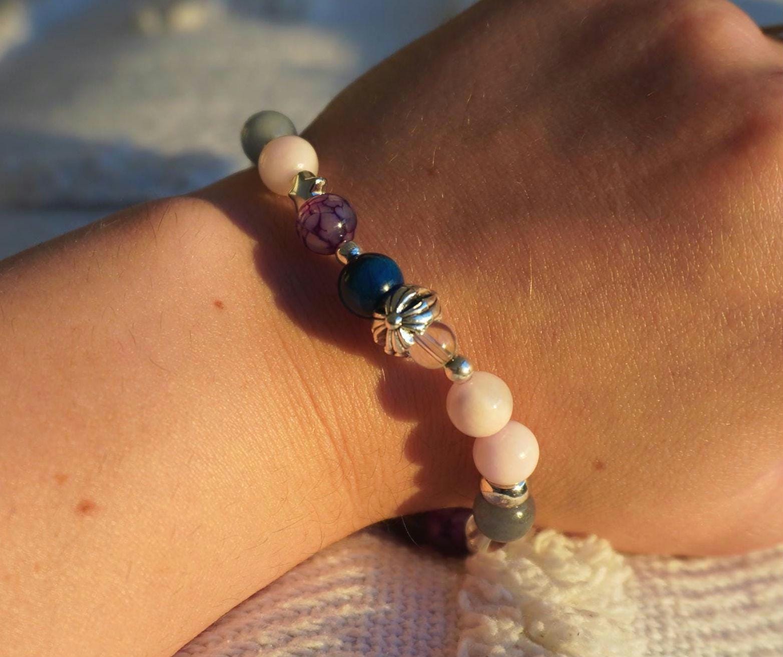 Gemstone Charm Bracelets! Girly Vibes & Prettiness - Amethyst - Purple Jade - Morganite - White Jade - Blue Quartz - Blue Tiger Eye - Strawberry Quartz - Clear Quartz