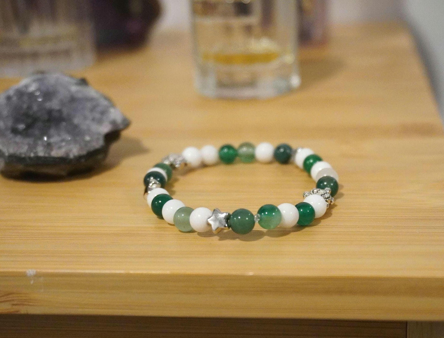 Gemstone Charm Bracelets! Gratitude - White Jade - Chalcedony - Calcite - Zebra Jasper