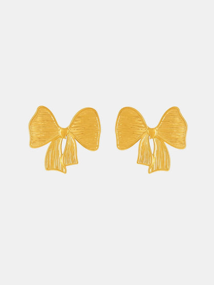 Gold-Plated Bow Earrings and Necklace Set