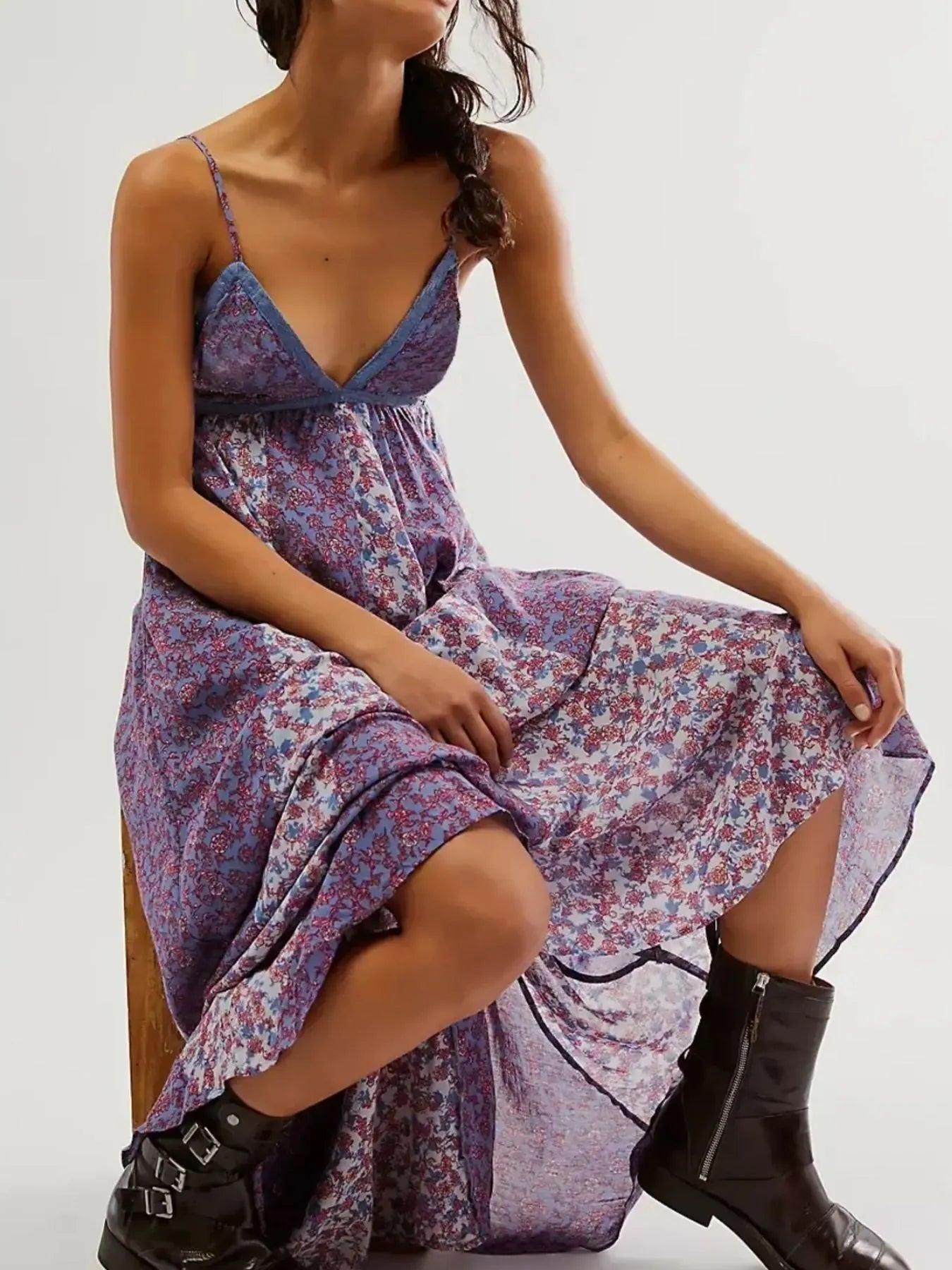 Floral Maxi Cami Dress Purple