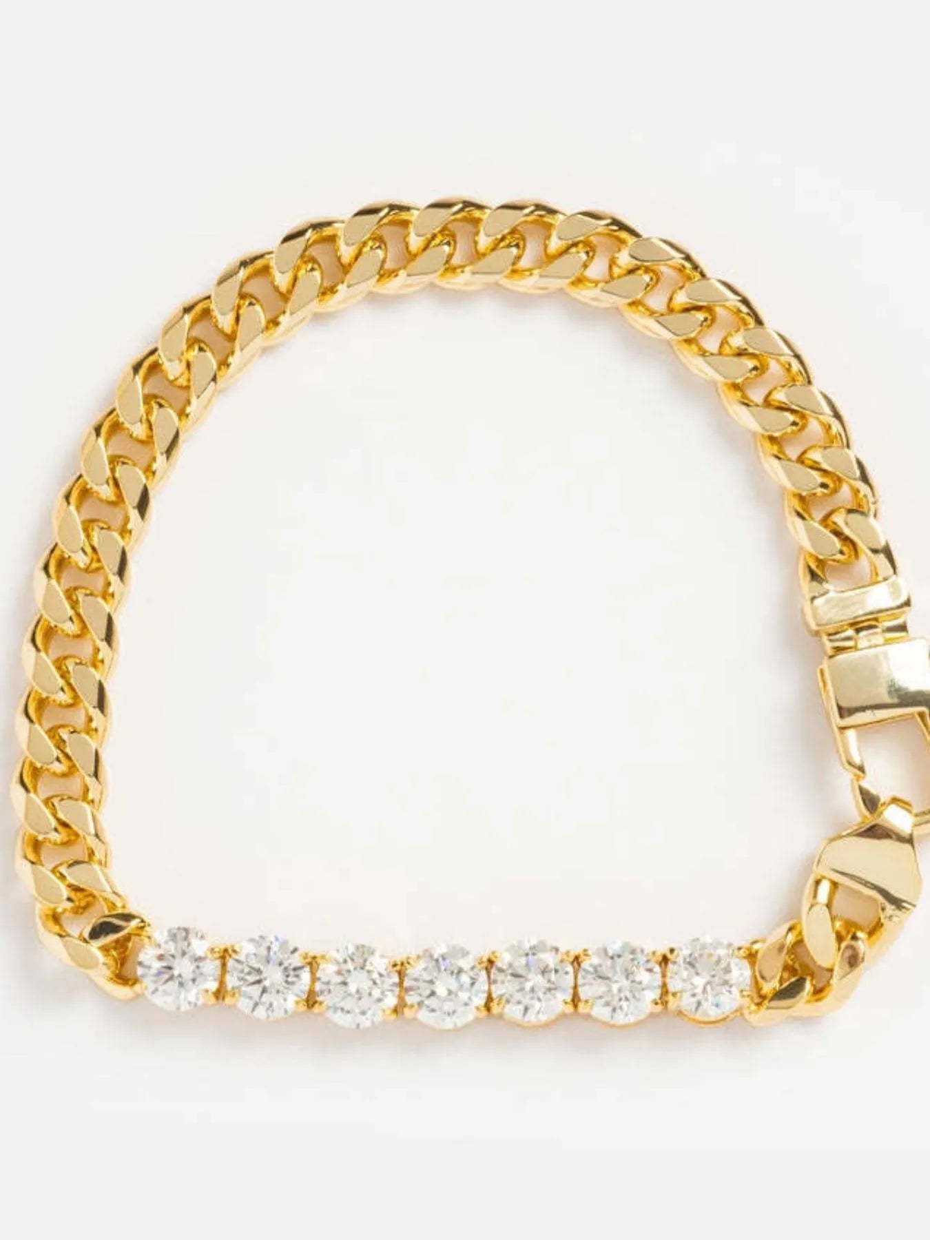 Gold-Plated Thick Zircon Necklace and Bracelet