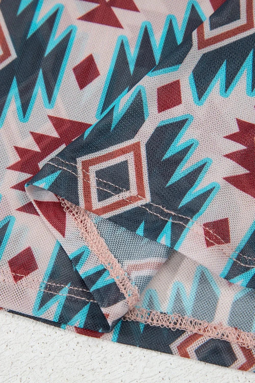 Aztec Print Mesh T Shirt