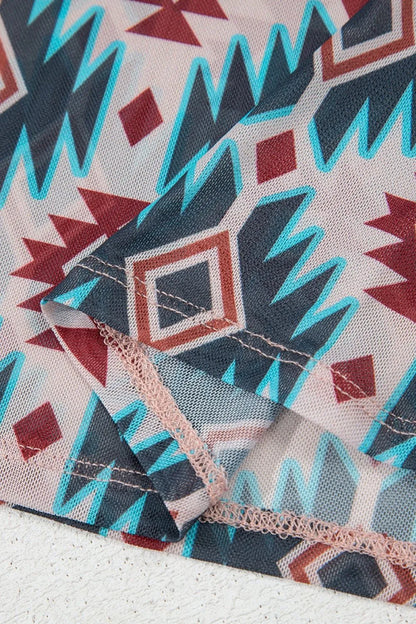 Aztec Print Mesh T Shirt