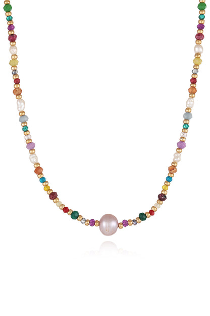 Natural Crystal and Pearl Necklace